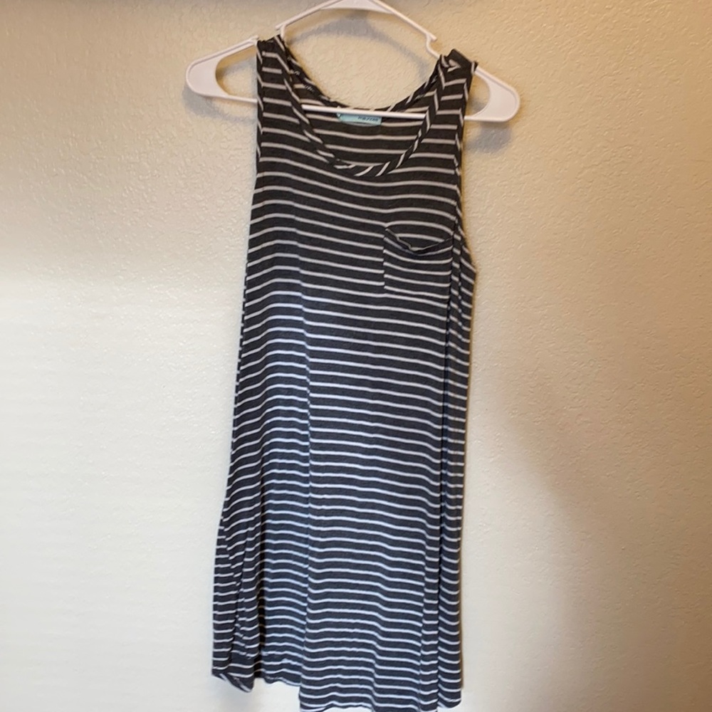 Grey and white striped dress
